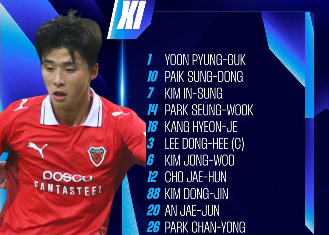 Pohang Ironman vs Tampines Wanderers: คิมอินซอง, เบ็กซึงดงออกสตาร์ท, บูฮาจิร์เล่น